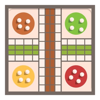 Traditional strategy board game with colorful pieces on grid vector