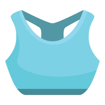 Blue sports bra with wide straps for working out vector