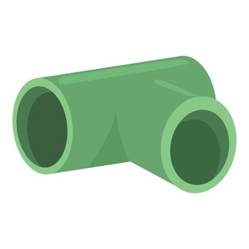 Green pvc plastic pipe fitting is connecting two pipes vector