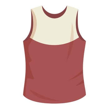 Red sleeveless shirt with beige insert is being presented vector