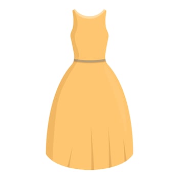 Long yellow dress flowing elegantly, fashion illustration vector