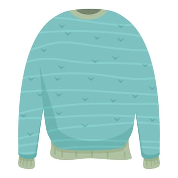 Blue sweater with long sleeves and round neck featuring bird pattern vector
