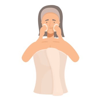 Woman applying beauty product with cotton pads removing makeup vector