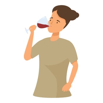 Young woman drinking red wine from a glass vector