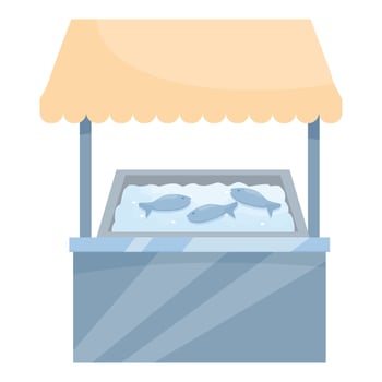 Fresh fish being sold at the market stall on ice vector
