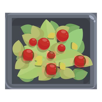 Baking tray with tomatoes and basil leaves ready to cook vector