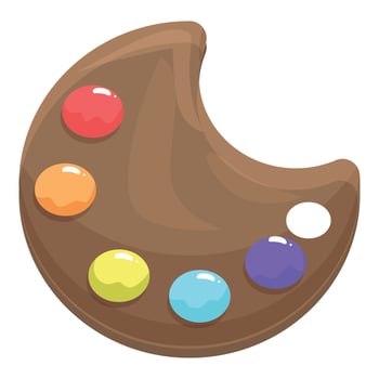 Wooden palette holding colorful paint for artistic creations vector