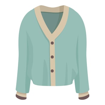 Green cardigan with buttons and v neck for cold weather vector
