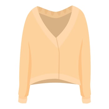 Yellow cardigan with long sleeves and v neck showing autumn fashion vector