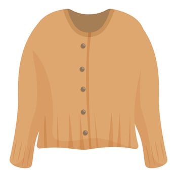 Warm beige cardigan with buttons for cold weather vector