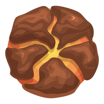 Round chocolate pastry showing filling from above vector