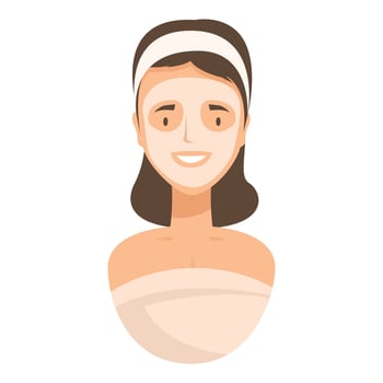 Beautiful woman is wearing a white cosmetic face mask and smiling vector
