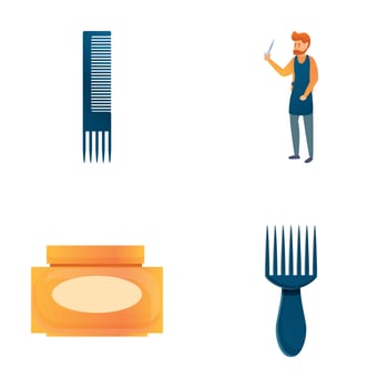 Hairdresser icons set cartoon . Hairdressing tool kit for beauty salon vector