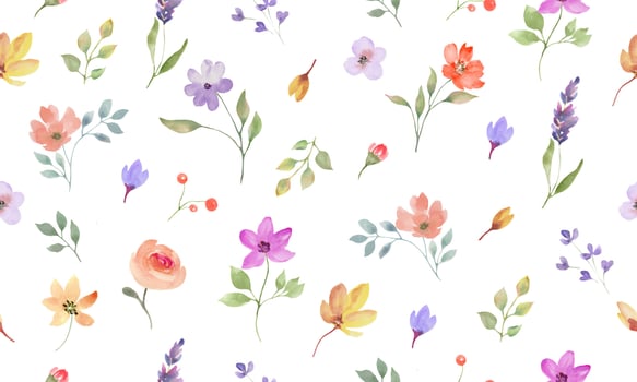 Seamless watercolor pattern. Hand drawn floral illustration isolated on pastel background. . vector