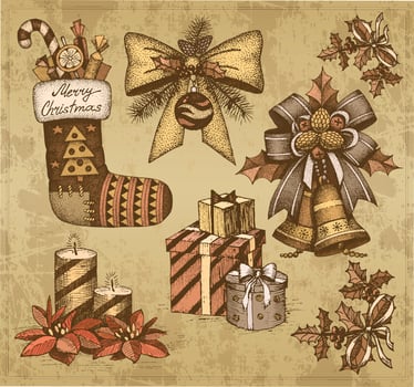 Christmas drawings by hand vector