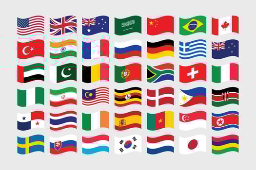 Giant Flag Collection. Set of Country National Flag. vector