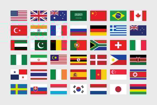 Giant Flag Collection. Set of Country National Flag. vector