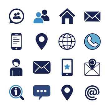Contact Us icon set collection for websites and mobile applications vector