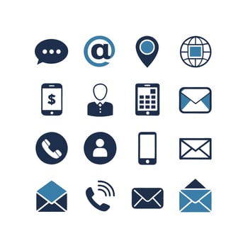 Contact Us icon set collection for websites and mobile applications vector