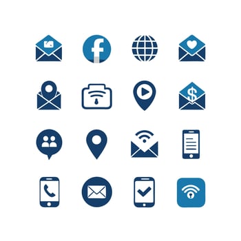 Contact Us icon set collection for websites and mobile applications vector