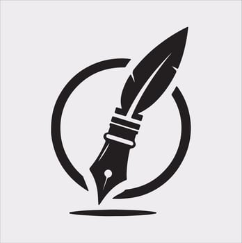 Education Logo Silhouette art illustration with a pen icon on a solid white background vector