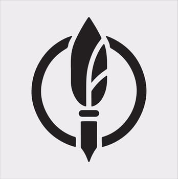 Education Logo Silhouette art illustration with a pen icon on a solid white background vector