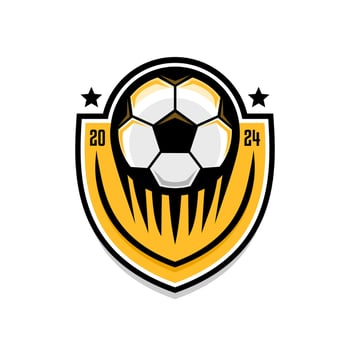 football logo badge with a soccer ball illustration. sport team logo template. vector