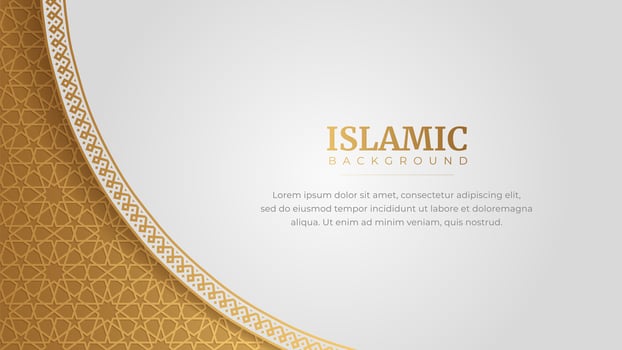 Islamic Arabic Arabesque Ornament Pattern Luxury Golden White Background with Copy Space vector