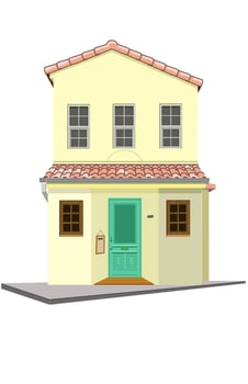 illustration of a two-story yellow house isolates on white background vector