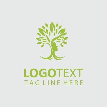A green tree logo with a woman's face on it vector