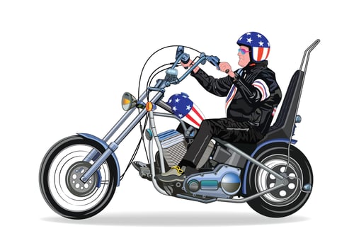 Chopper motorcycle illustration with isolated white background for background design. vector