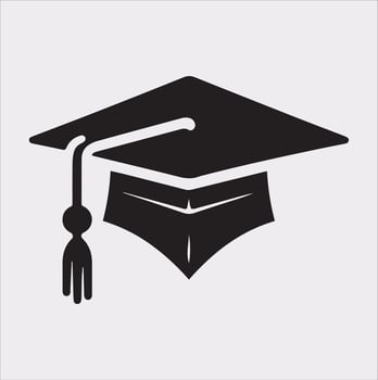 minimalist degree logo with convocation cap in black Silhouette vector
