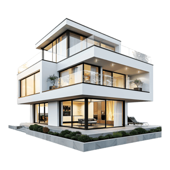 Real Estate Luxury Residential or Commercial Building on Transparent Background png