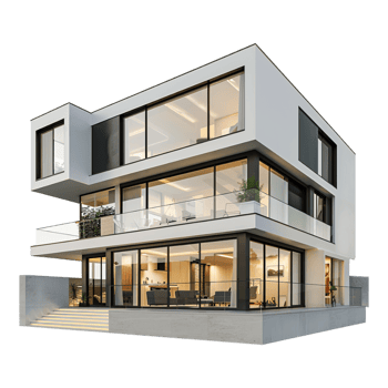 Real Estate Luxury Residential or Commercial Building on Transparent Background png