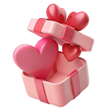 Fly Out Love Shape from Gift Box 3d Element png