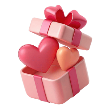 Fly Out Love Shape from Gift Box 3d Asset png
