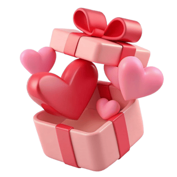 Fly Out Love Shape from Gift Box 3d Item png