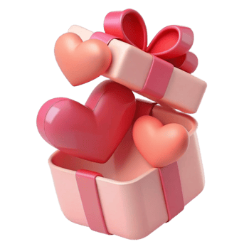 Fly Out Love Shape from Gift Box 3d Concept png