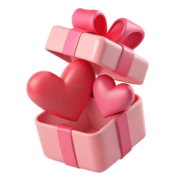 Fly Out Love Shape from Gift Box 3d Design png