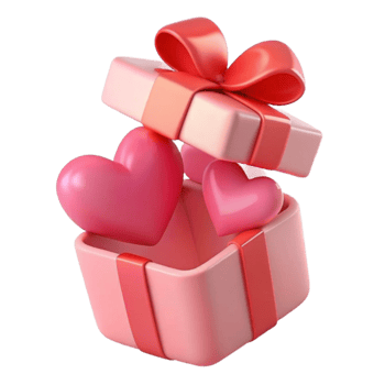 Fly Out Love Shape from Gift Box 3d Illustration png