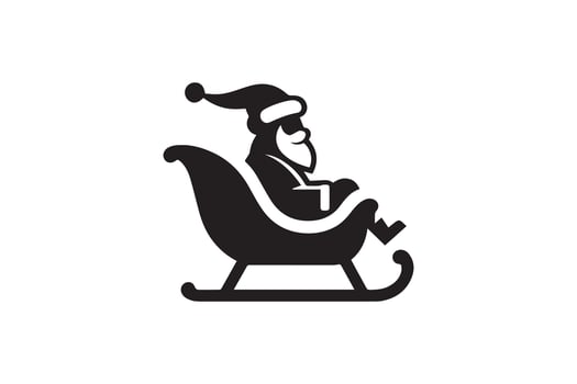 Santa claus sitting on a sleigh icon illustration vector