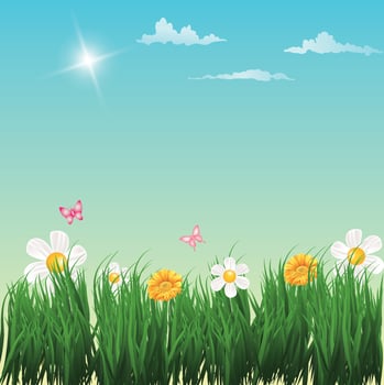 Realistic background for spring season vector