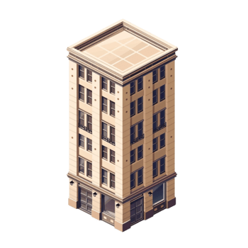 isometric building with a window on the side png