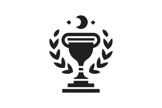 A black and white icon of a trophy cup vector