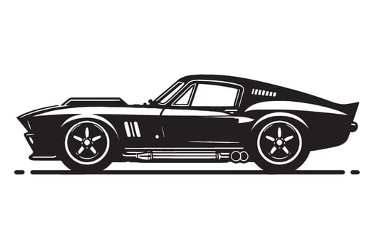 Classic vintage sports car silhouette illustration isolated on a white background vector