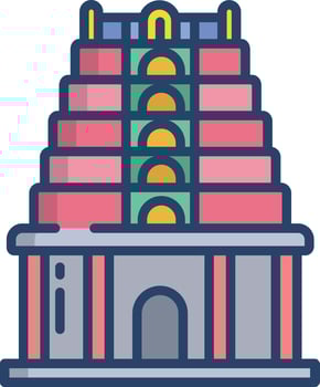 Indian Temple linear color illustration vector