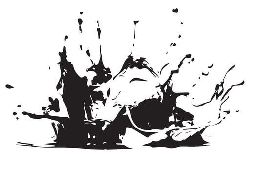Large colorful splash of paint that scatters in different directions. liquid explosion illustration, isolated on white background vector