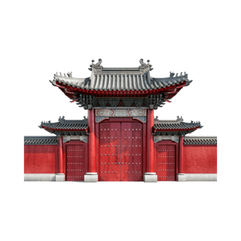 Simple Paifang Red Chinese Gate on Transparent Background png