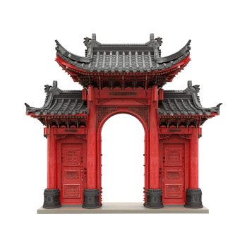 Simple Paifang Red Chinese Gate on Transparent Background png