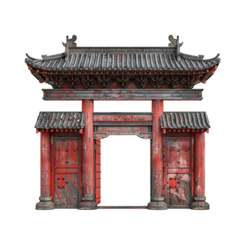 Simple Paifang Red Chinese Gate on Transparent Background png